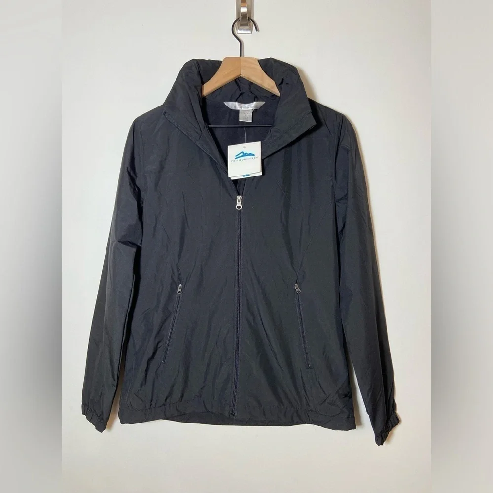 Tri-Mountain Women Black Wind breaker Utility Hooded Jacket Size Small NWT